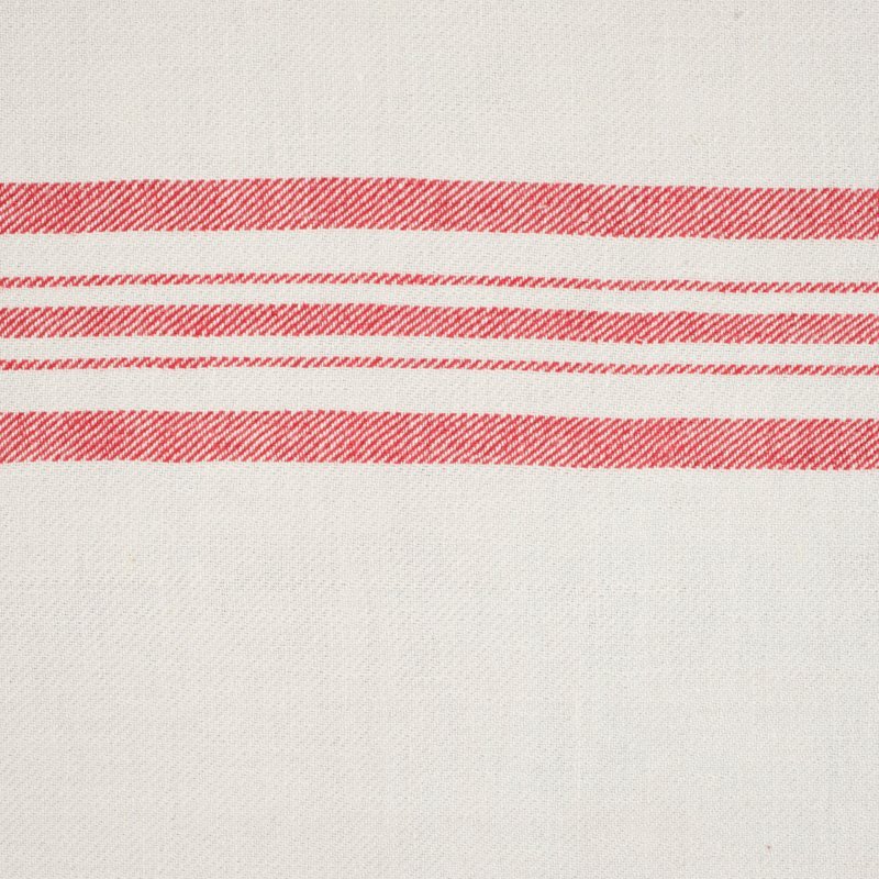 Preview: Castellino Twill Barré Maché Elfenbein Streifen rot – Leinenstoff von C&C Milano