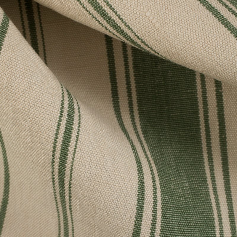 Preview: Cortina Stripe Elfenbein-grün drapiert – Leinenstoff von C&C Milano