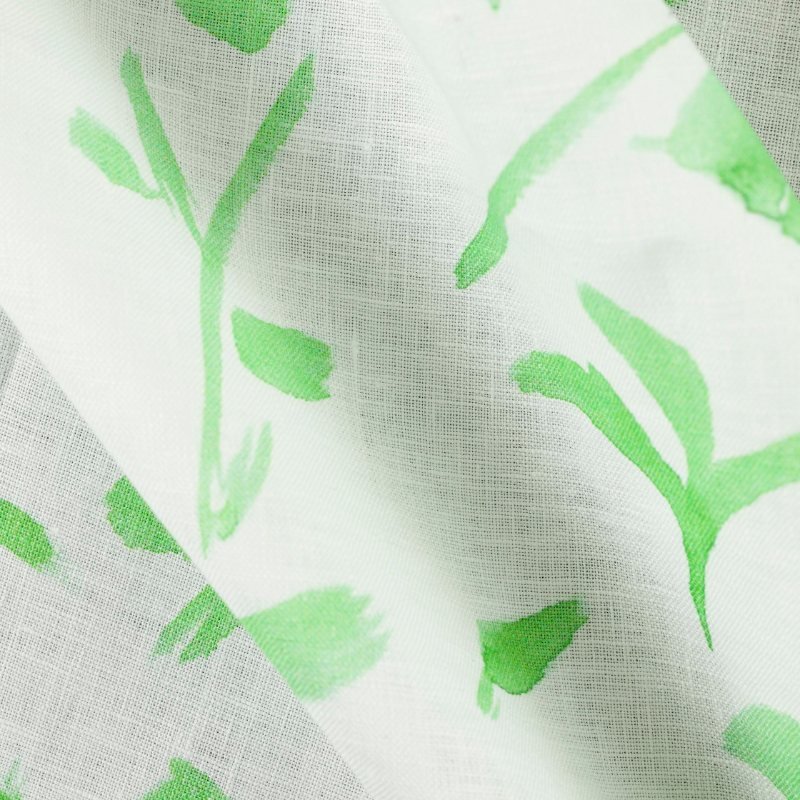 Preview: Margot Weiß/grün drapiert – Leinenstoff von C&C Milano