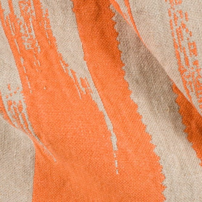 Pienza Safari Orange-Natur drapiert – Leinenstoff von C&C Milano
