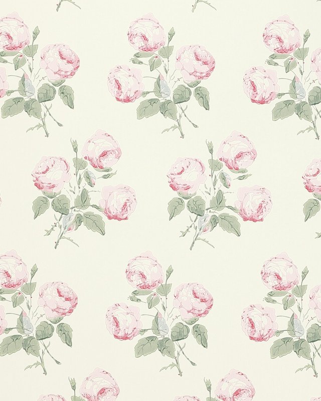 Preview: Bowood Pink/Leaf – Tapete von Colefax and Fowler