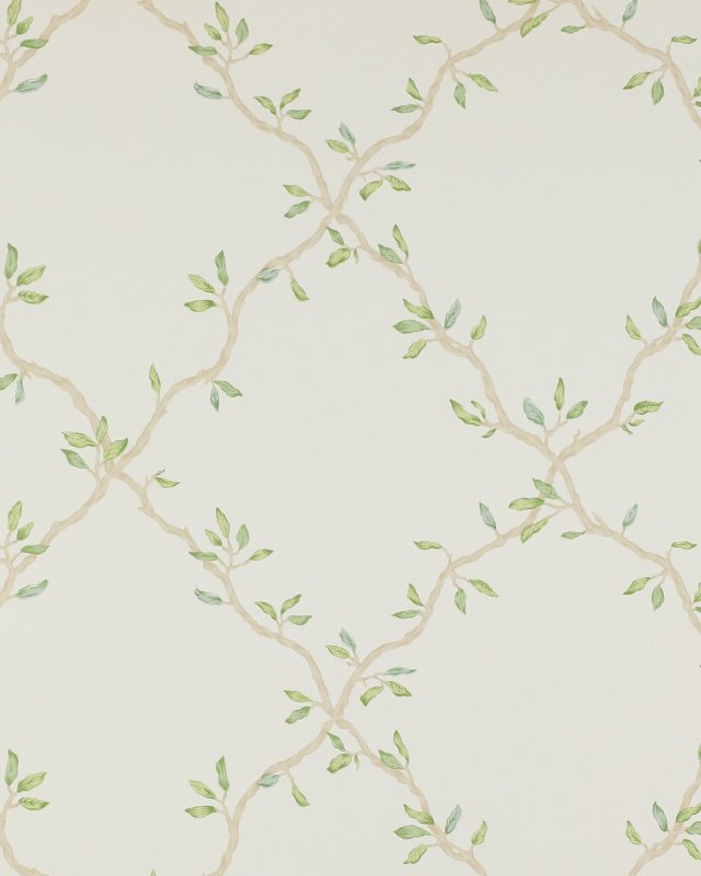 Preview: Leaf Trellis Ivory/Green – Tapete von Colefax and Fowler