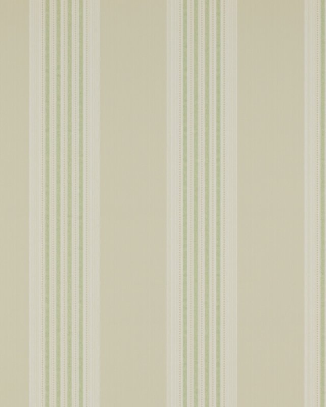 Preview: Tealby Stripe Beige/Green – Tapete von Colefax and Fowler