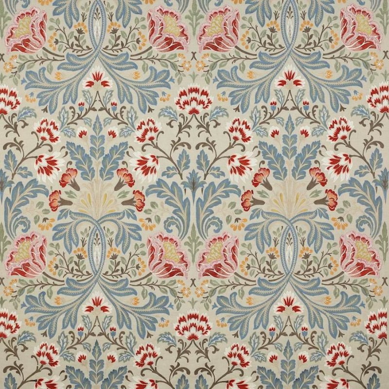 Preview: Acantha Tomato/Blue – Stoff von Colefax and Fowler