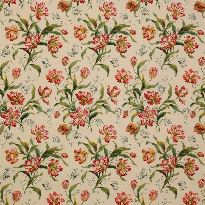 Delft Tulips Leinen von Colefax and Fowler in Pink/Green