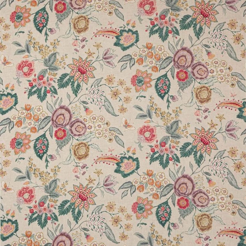 Preview: Emmeline Red/Teal – Stoff von Colefax and Fowler