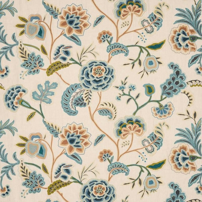 Preview: Francine Blue/Sienna – Stoff von Colefax and Fowler