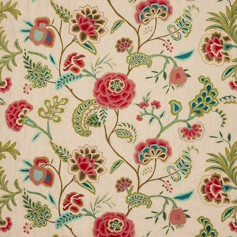 Francine Red/Forest – Stoff von Colefax and Fowler