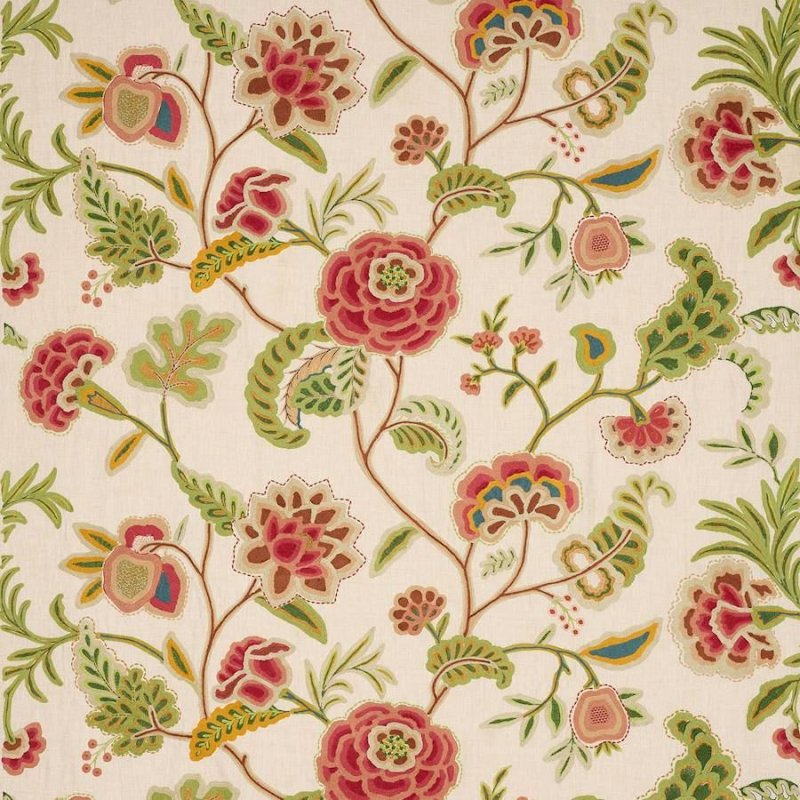Preview: Francine Tomato/Green – Stoff von Colefax and Fowler
