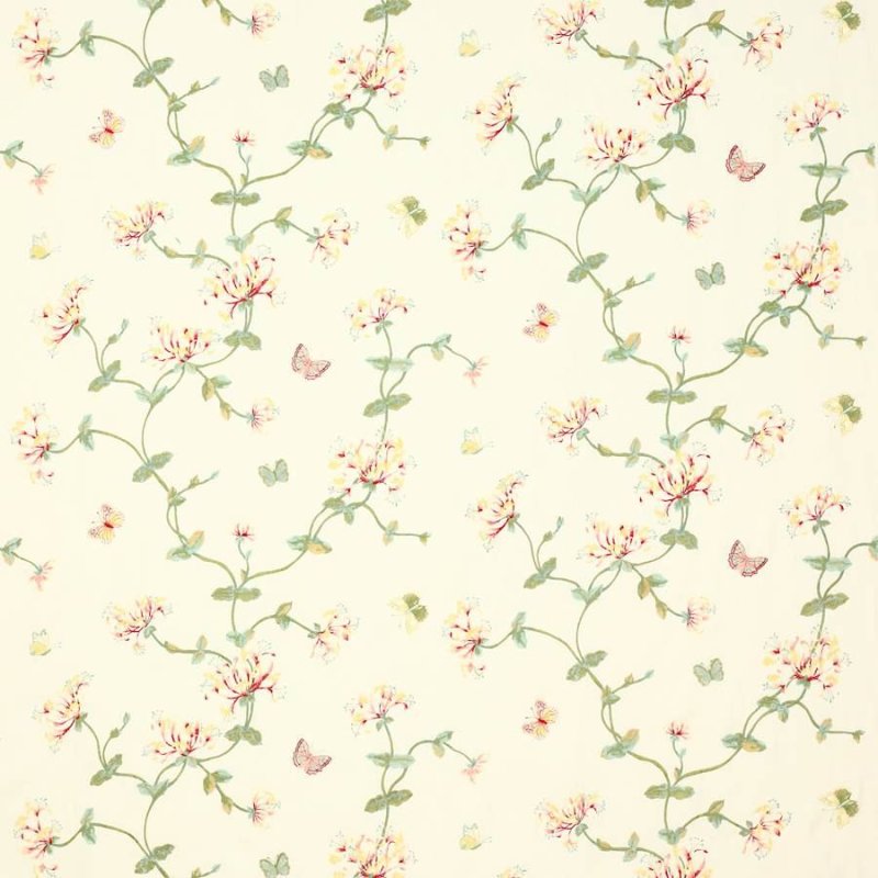 Honeysuckle Garden Cream Pink/Green – Stoff von Colefax and Fowler