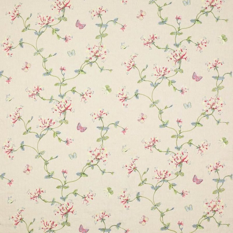 Preview: Honeysuckle Garden Red/Green – Stoff von Colefax and Fowler