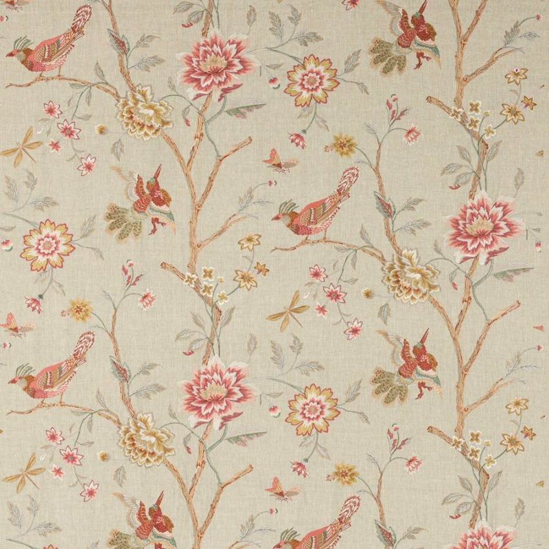 Preview: Olivia Multi Pink/Sage – Stoff von Colefax and Fowler