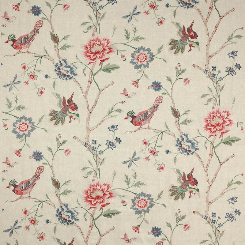 Olivia Multi Red/Green – Stoff von Colefax and Fowler