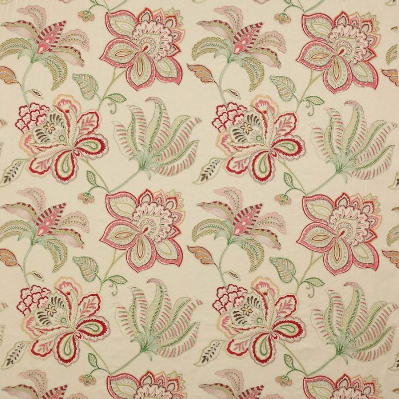 Preview: Oriana Pink/Green – Stoff von Colefax and Fowler