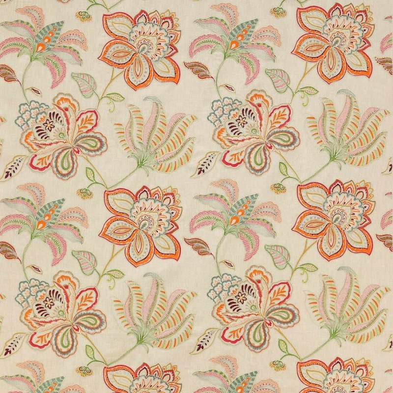 Preview: Oriana Red/Teal – Stoff von Colefax and Fowler