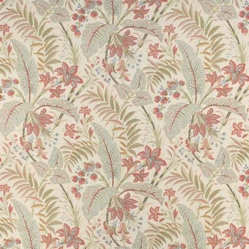 Preview: Paisley Leaf Tomato/Aqua – Stoff von Colefax and Fowler