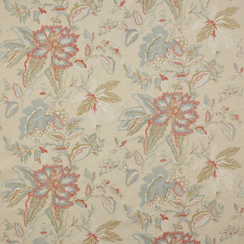 Preview: Sumela Tomato/Aqua – Stoff von Colefax and Fowler