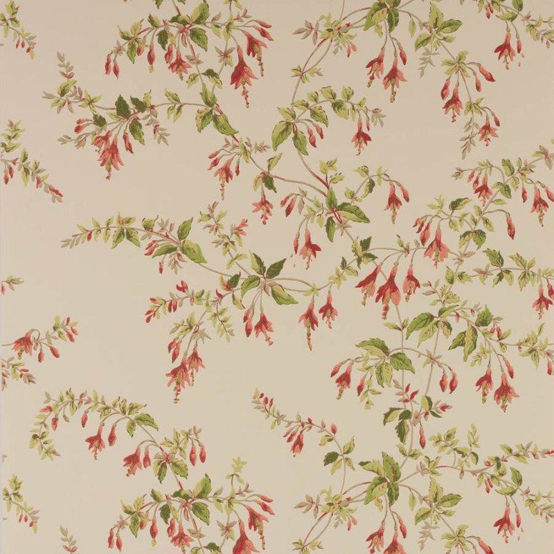 Fuchsia Tapete von Colefax and Fowler in Tomato/Green