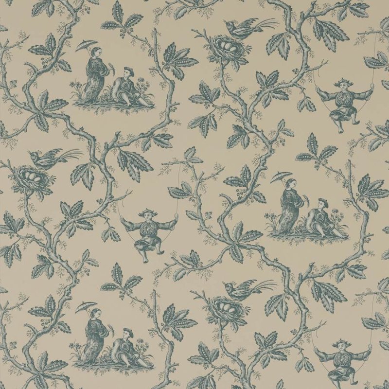 Toile Chinoise Tapete von Colefax and Fowler in Aqua