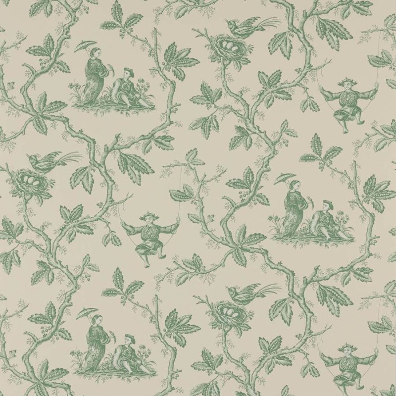 Preview: Toile Chinoise Tapete von Colefax and Fowler in Forest