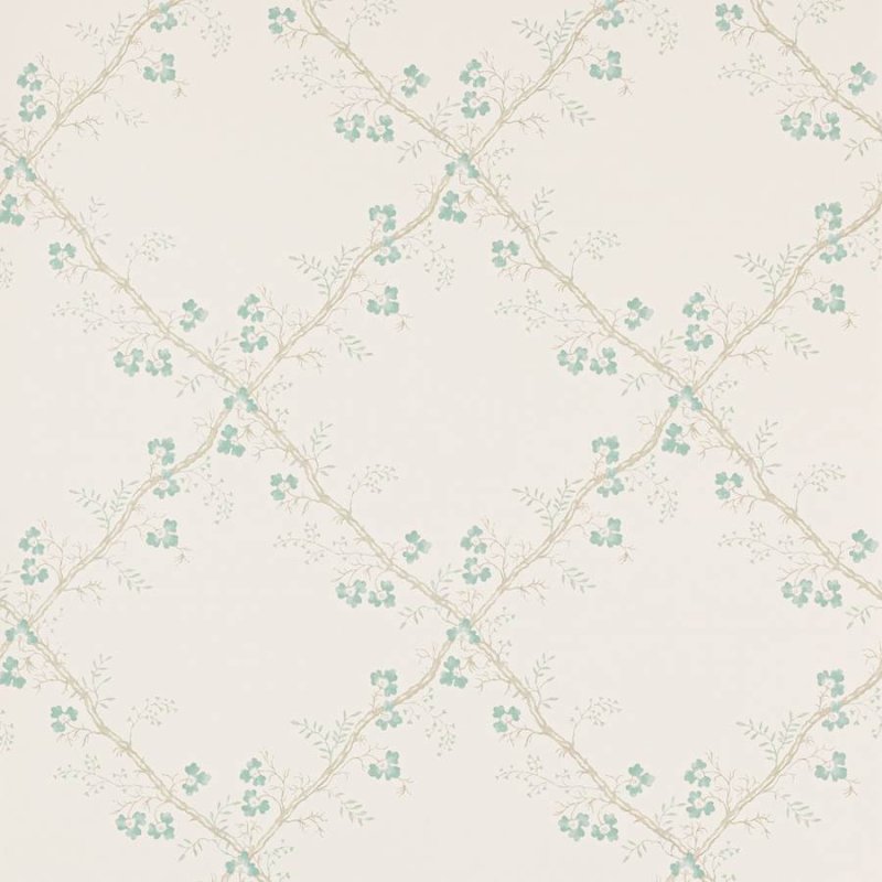 Preview: Trefoil Trellis Tapete von Colefax and Fowler in Aqua
