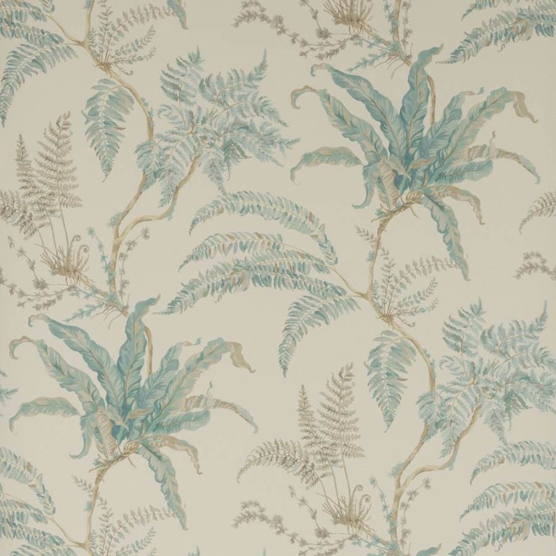 Preview: Woodfern Tapete von Colefax and Fowler in Aqua