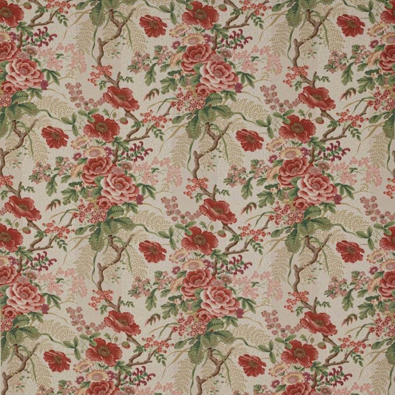 Tree Poppy Red/Forest – Stoff von Colefax and Fowler