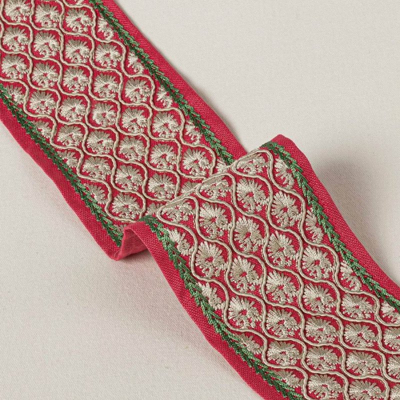 Preview: Andorra Braid Red – Bestickte Borte von Colefax and Fowler