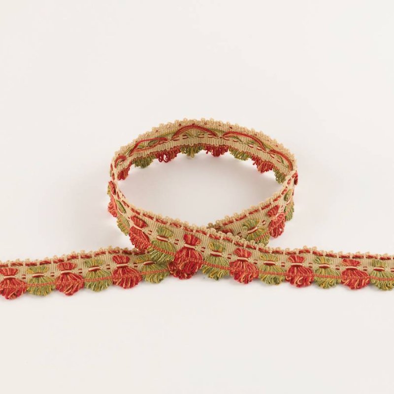 Preview: Arlington Archive Fan Edge Tomato/Olive – Fächerborte von Colefax and Fowler