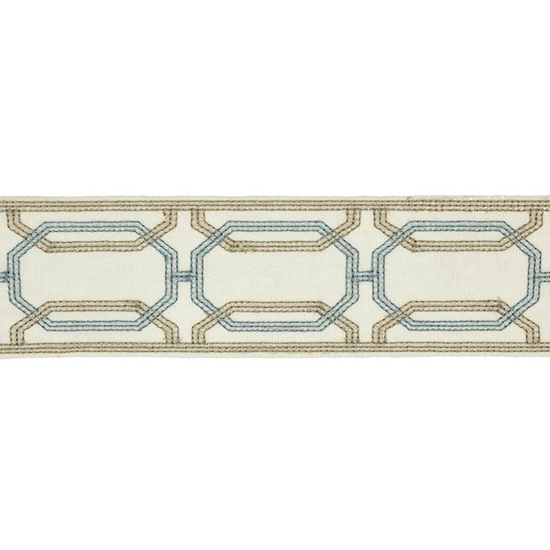 Delano Octagon Braid Aqua – Bestickte Borte von Colefax and Fowler