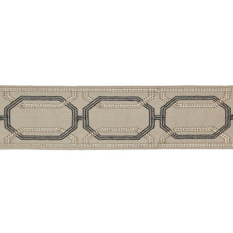 Delano Octagon Braid Charcoal – Bestickte Borte von Colefax and Fowler