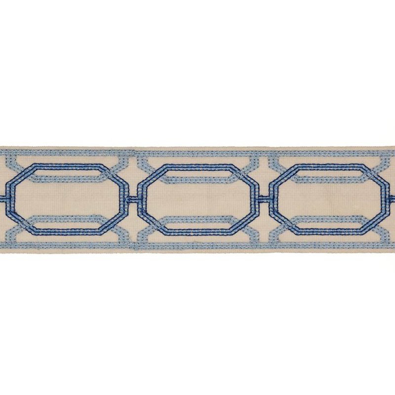 Preview: Delano Octagon Braid Navy – Bestickte Borte von Colefax and Fowler