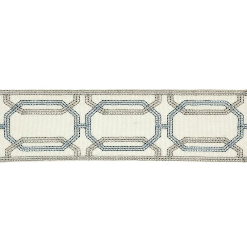 Delano Octagon Braid Old Blue – Bestickte Borte von Colefax and Fowler