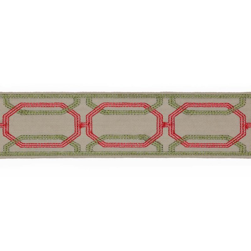 Delano Octagon Braid Red/Green – Bestickte Borte von Colefax and Fowler