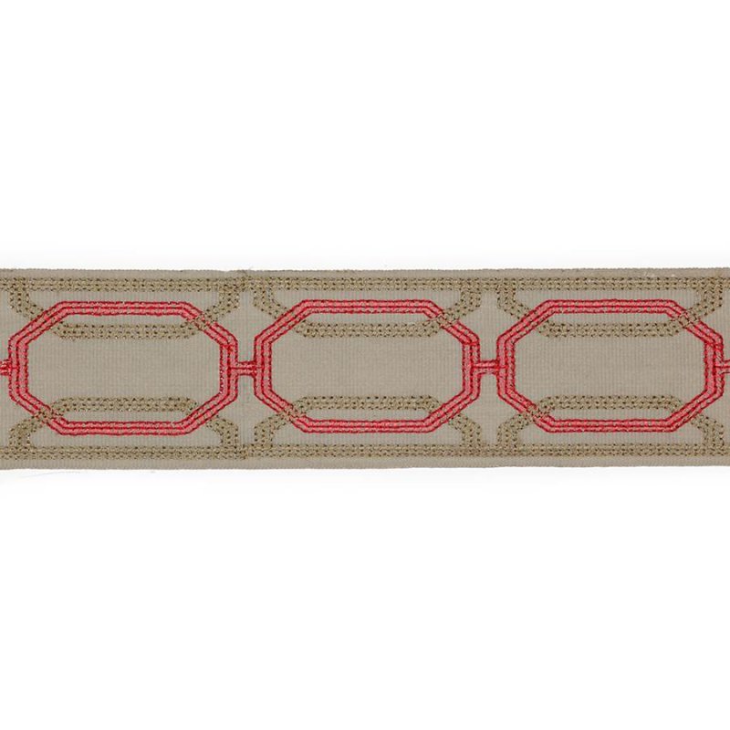 Preview: Delano Octagon Braid Red – Bestickte Borte von Colefax and Fowler