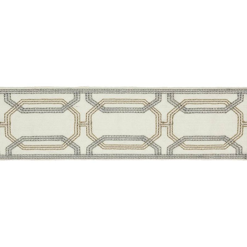 Preview: Delano Octagon Braid Stone – Bestickte Borte von Colefax and Fowler