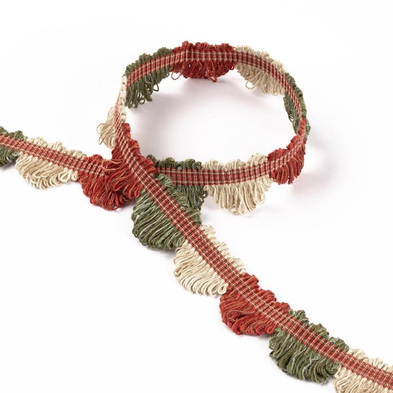 Preview: Lansdowne Fan Edge Tomato/Olive – Fächerborte von Colefax and Fowler