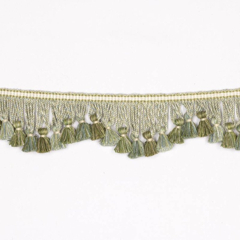 Lansdowne Scalloped Tassel Fringe Aqua/Leaf – Bogenquastenfranse von Colefax and Fowler