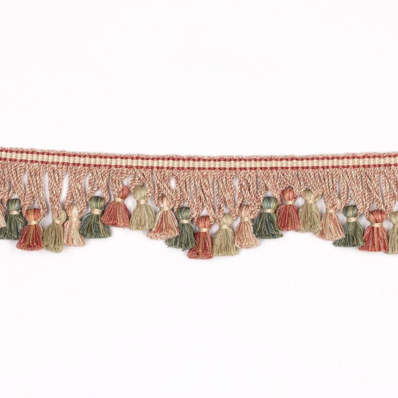 Preview: Lansdowne Scalloped Tassel Fringe Red/Forest – Bogenquastenfranse von Colefax and Fowler