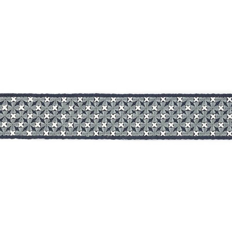 Theodore Cross Stitch Braid Blue – Bestickte Borte von Colefax and Fowler