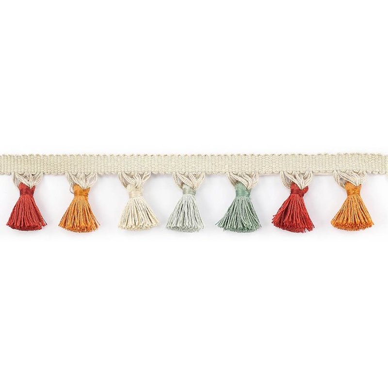 Preview: Theodore Tassel Fringe Red/Forest – Quastenfranse von Colefax and Fowler