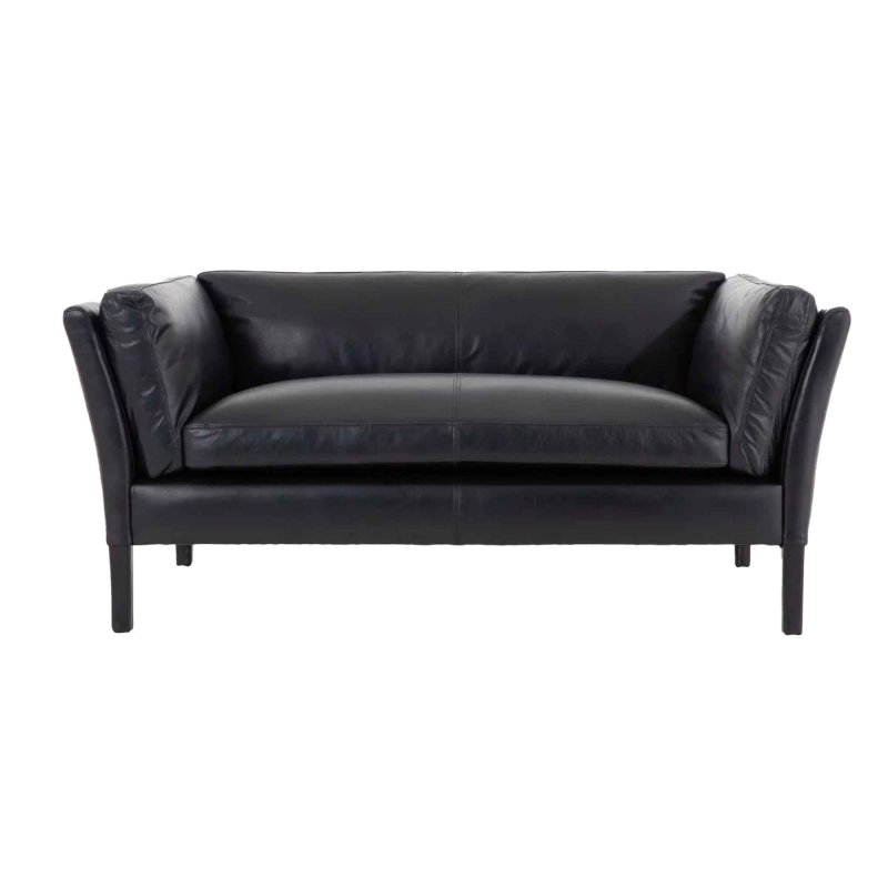 Sofa Bellamy 2-Sitzer, Leder Schwarz – Frontansicht