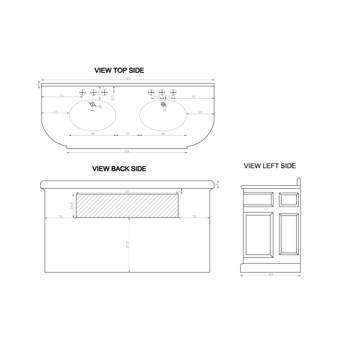 Preview: Dunbar Doppelwaschtisch in Eiche verwittert