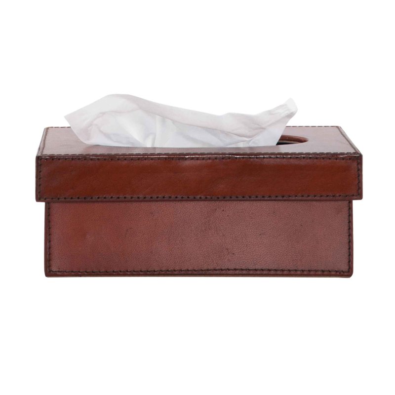 Preview: Kleenex Box Manhattan aus Leder mit herausgezogenem Tuch