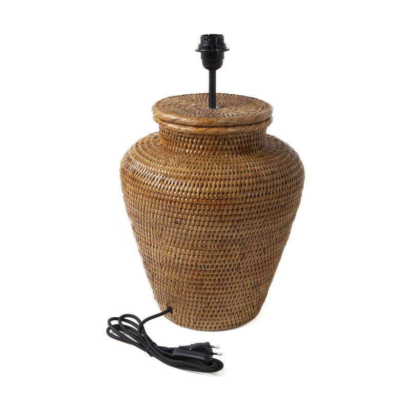Preview: Togo Lampenfuß aus Rattan ohne Schirm mit Fassung E27 und Kabel