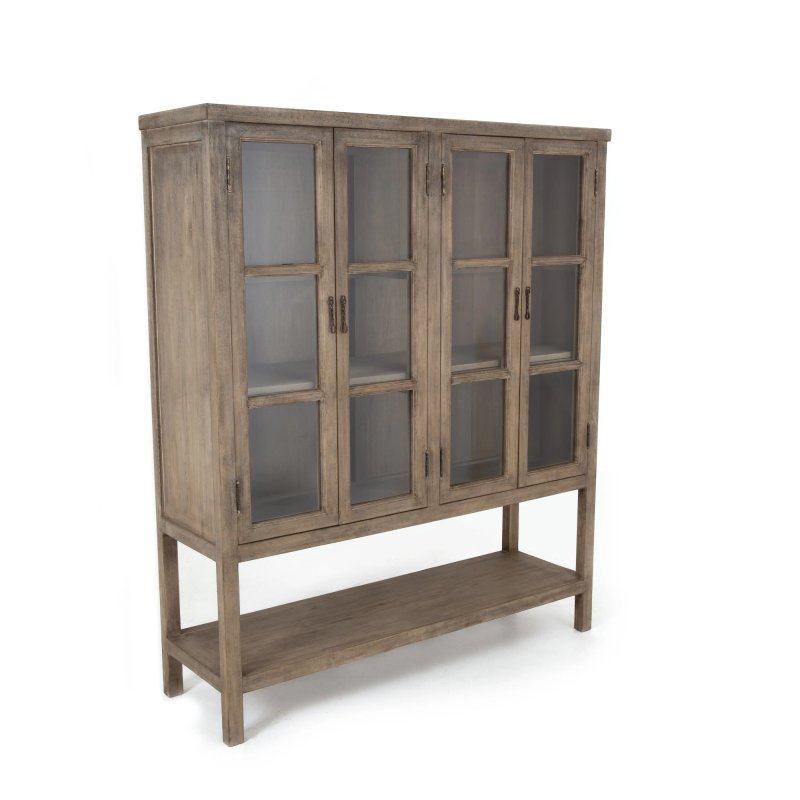 Preview: Vitrine Lima von Flamant mit vier Glastüren auf hohem Gestell in Antikfinish