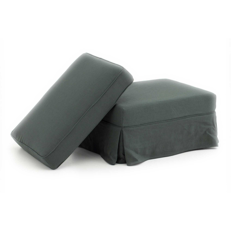 Preview: Gepolsterte Fußbank Genua mit Leinenhusse von Flamant