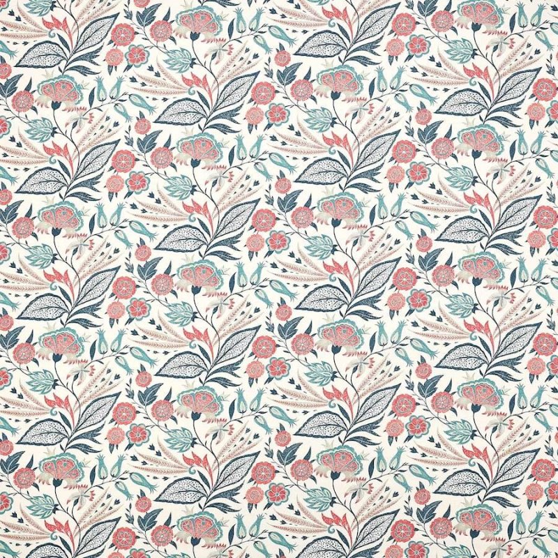 Preview: Amber Teal/Coral – Stoff von Jane Churchill