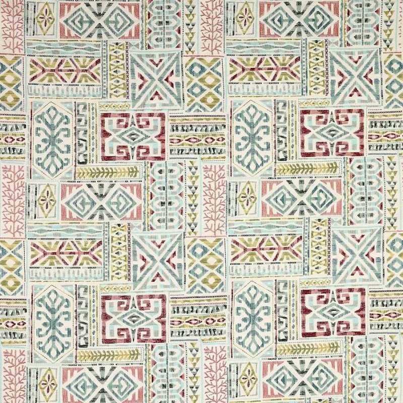 Azara Red/Aqua – Stoff von Jane Churchill