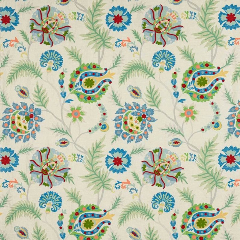 Preview: Bukhara Green/Multi – Stoff von Jane Churchill